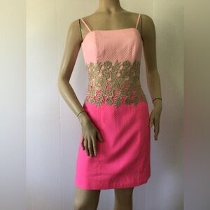 Lilly Pulitzer Strapless Dress in Pink with Gold Accents